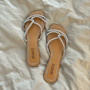 Schultz crystal / diamond flip flop sandals